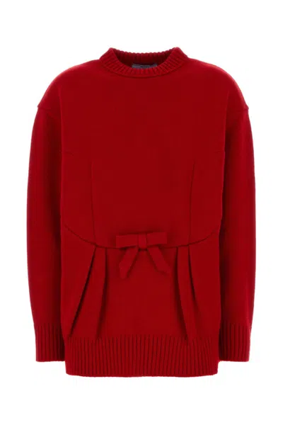 PRADA WOMEN RED WOOL BOW SWEATER, S LUXURY SWEATERS & KNITWEAR FOR WOMEN DARVEYS