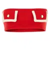 Prada Crop-top In Lana Rossa Donna In Red