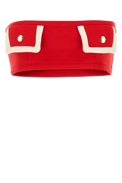 PRADA PRADA RED WOOL CROP-TOP