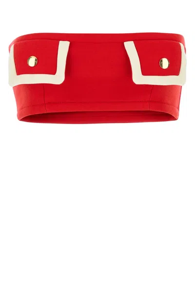 PRADA RED WOOL CROP-TOP
