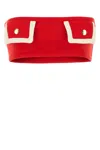 Prada Crop-top In Lana Rossa Donna In Rosso
