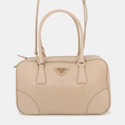 Pre-owned Prada Re-edition 1978 2wayshoulder Bag Beige Nylon Leather Size Medium In Sand