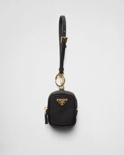 Prada Re-edition 1978 Re-nylon Mini-pouch With Keychain In Black