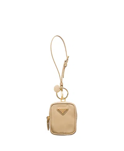 Prada Re-edition 1978 Re-nylon Mini-pouch With Keychain In Brown