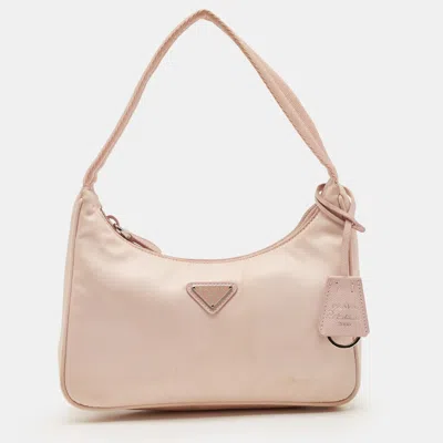 Pre-owned Prada Re-edition 2000 Light Pink Nylon Shoulder Bag