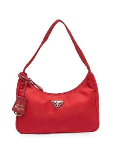 Pre-owned Prada Re-edition 2000 Logo-detail Shoulder Bag In Red