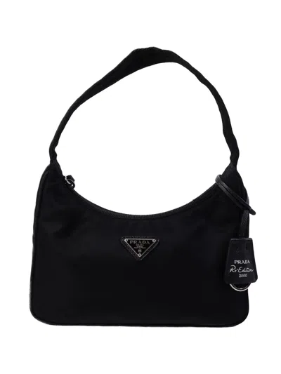 Pre-owned Prada Re-edition 2000 Mini Handbag In Black