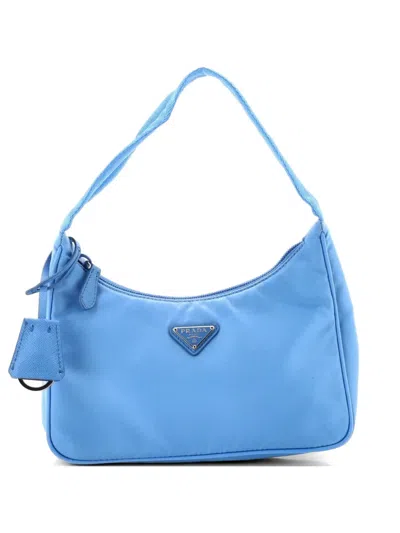 Pre-owned Prada Re-edition 2000 Tessuto Mini Hobo Bag In Blue