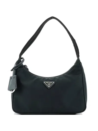 Pre-owned Prada Re-edition 2000 Tessuto Mini Hobo Bag In Green