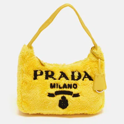 Pre-owned Prada Re-edition 2000 Yellow Terrycloth Shoulder Bag