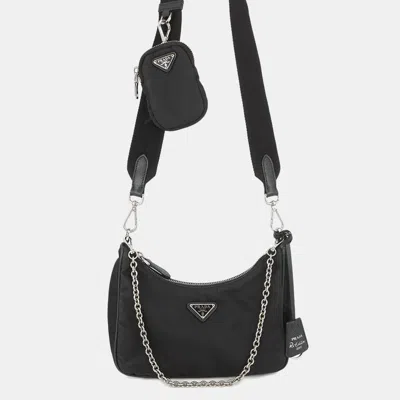 Pre-owned Prada Re-edition 2005 2waychain Shoulder Bag Black Nylon