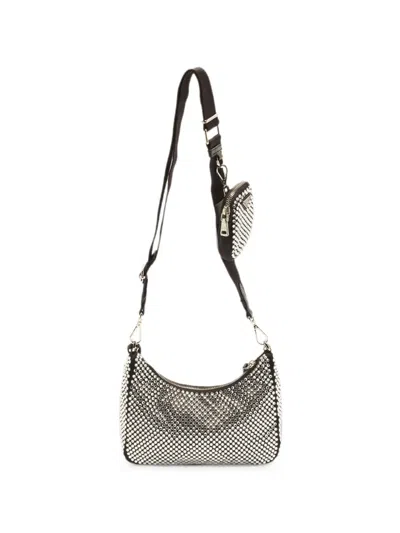 Pre-owned Prada Re-edition 2005 Crystal-studded Shoulder Bag In Silver