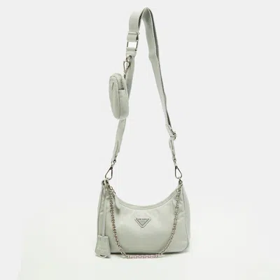 Pre-owned Prada Re-edition 2005 Light Blue Nylon Shoulder Bag