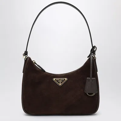 Prada Reedition 2005 Mini Bag In Moro Suede Leather In Brown