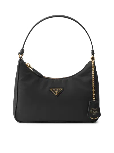 Prada Re-edition 2005 Mini Bag In Re-nylon And Saffiano In Black