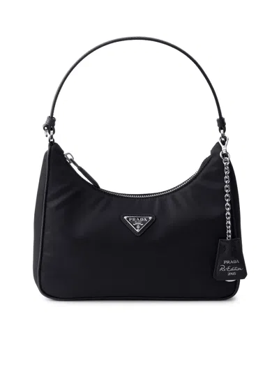 Prada Re-edition 2005 Mini Bag In Re-nylon And Saffiano In Black