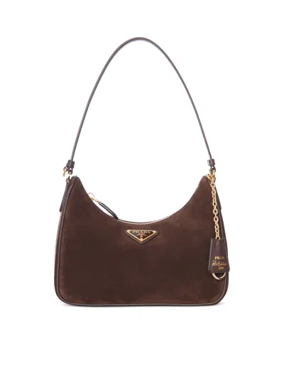 Prada Re-edition 2005 Mini Bag In Suede In Brown