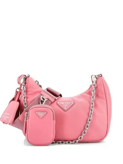 Pre-owned Prada Re-edition 2005 Nappa Leather Small Shoulder Bag In Pink