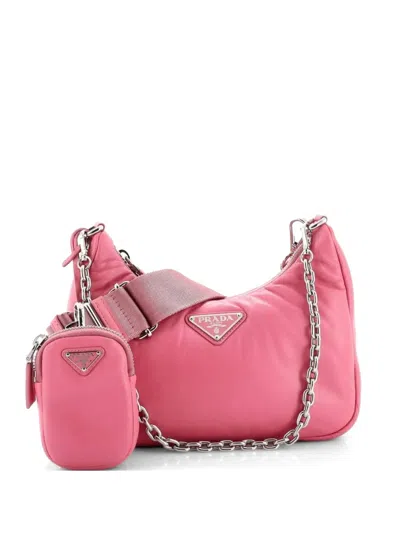 Pre-owned Prada Re-edition 2005 Nappa Leather Small Shoulder Bag In Pink