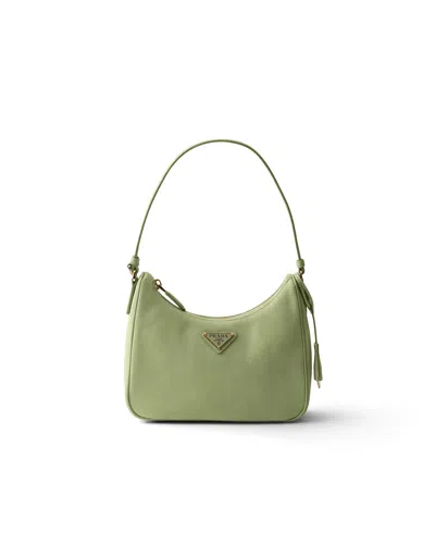 Prada Re-edition 2005 Nubuck And Saffiano Leather Mini-bag In Green