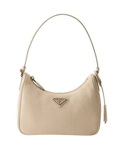 Prada Re-edition 2005 Nubuck And Saffiano Leather Mini-bag In Neutral