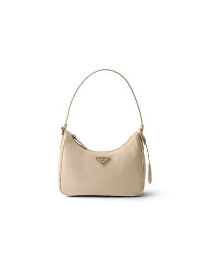 Prada Re-edition 2005 Nubuck And Saffiano Leather Mini-bag In White