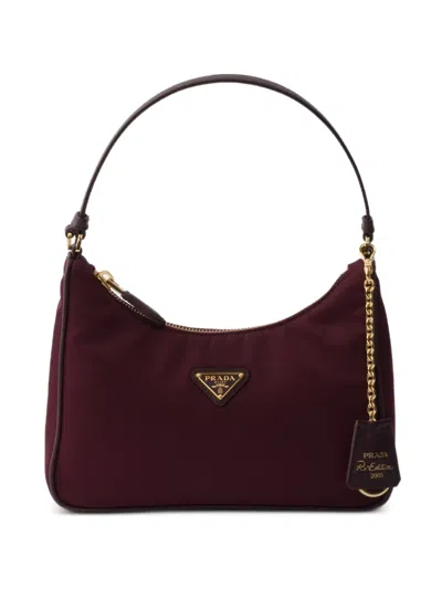Prada Re-edition 2005 Re-nylon And Saffiano Mini Bag In Burgundy