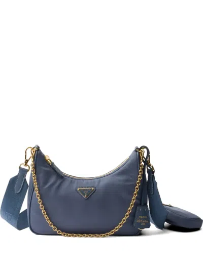 Prada Re-edition 2005 Re-nylon Bag With Saffiano Mini Bag In Blue