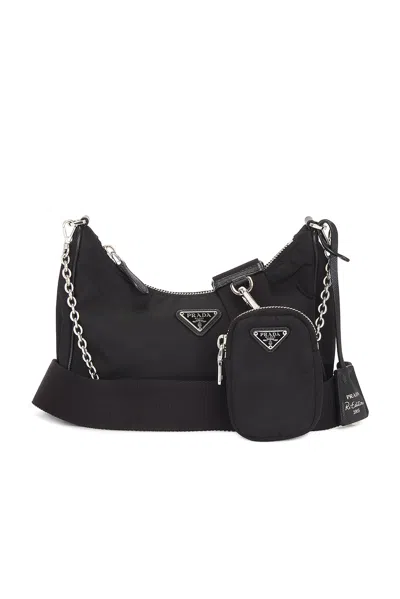 Pre-owned Prada Re-edition 2005 Re-nylon Shoulder Bag In Black