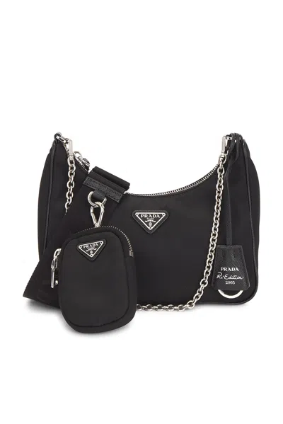 Pre-owned Prada Re-edition 2005 Re-nylon Shoulder Bag In Black