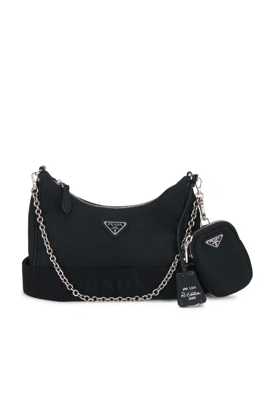Pre-owned Prada Re-edition 2005 Re-nylon Shoulder Bag In Black