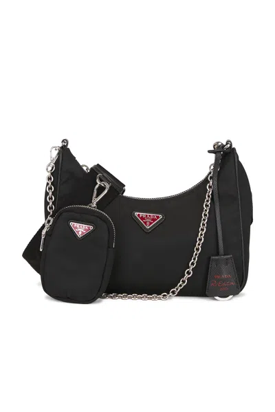 Pre-owned Prada Re-edition 2005 Re-nylon Shoulder Bag In Black