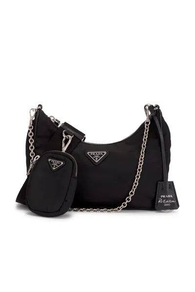 Pre-owned Prada Re-edition 2005 Re-nylon Shoulder Bag In Black