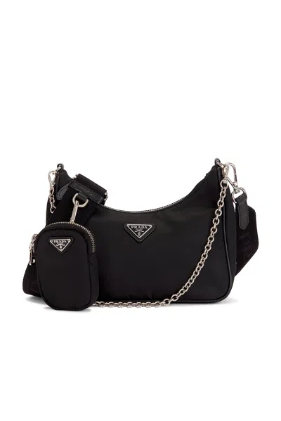 Pre-owned Prada Re-edition 2005 Re-nylon Shoulder Bag In Black