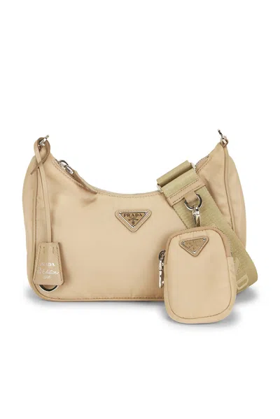 Pre-owned Prada Re-edition 2005 Re-nylon Shoulder Bag In Deserto Beige