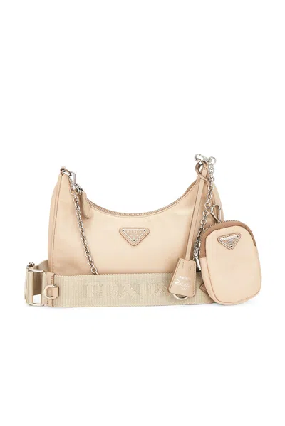 Pre-owned Prada Re-edition 2005 Re-nylon Shoulder Bag In Sand