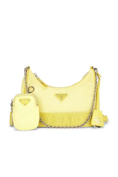 Pre-owned Prada Re-edition 2005 Re-nylon Shoulder Bag In Yellow