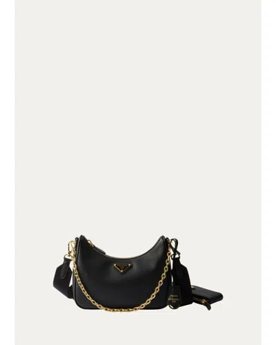 Prada Re-edition 2005 Saffiano Leather Shoulder Bag In F0002 Nero