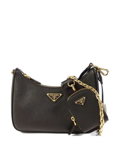 Pre-owned Prada Re-edition 2005 Saffiano Shoulder Bag In Black