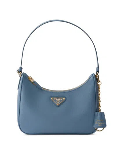 Prada Re-edition 2005 Saffiano-leather Mini Bag In Blue