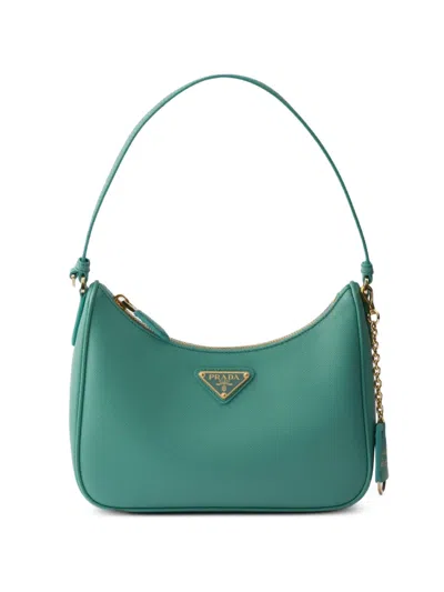 Prada Re-edition 2005 Saffiano-leather Mini Bag In Green