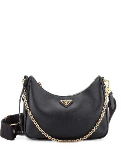 Pre-owned Prada Re-edition 2005 Shoulder Bag Saffiano Leather Small Crossbody Bag In Black