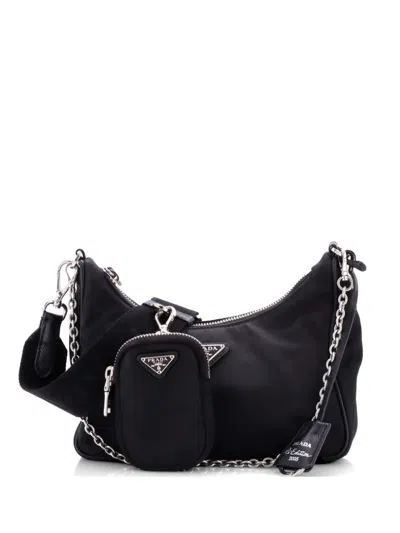 Pre-owned Prada Re-edition 2005 Shoulder Bag Tessuto Small Crossbody Bag In Black