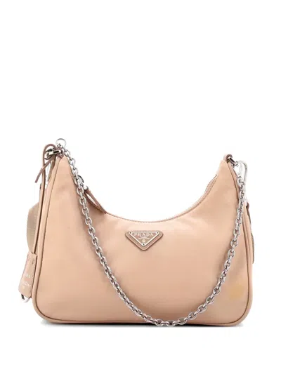 Pre-owned Prada Re-edition 2005 Shoulder Bag Tessuto Small Crossbody Bag In Neutral