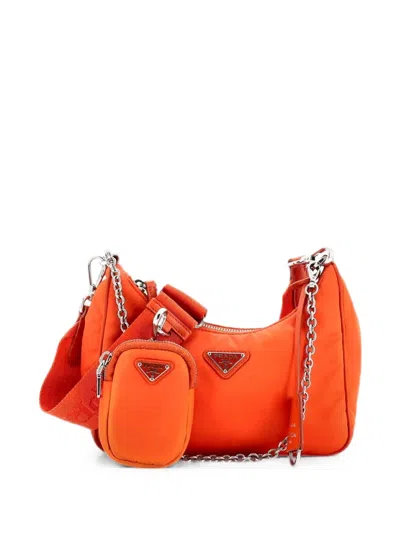 Pre-owned Prada Re-edition 2005 Shoulder Bag Tessuto Small Crossbody Bag In Orange