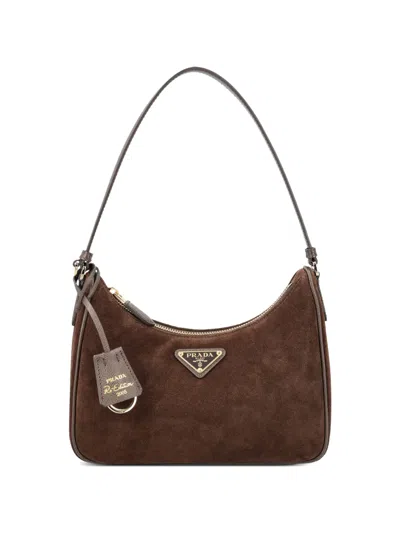 Prada Re-edition 2005 Suede Mini-bag In Brown
