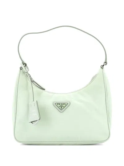 Pre-owned Prada Re-edition 2005 Tessuto With Saffiano Leather Mini Hobo Bag In Green
