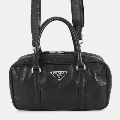 Pre-owned Prada Re-edition Antique Handbag Black Leather