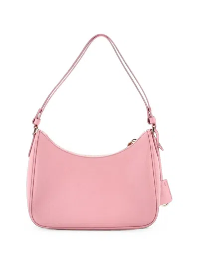 Pre-owned Prada Re-edition Hobo Saffiano Leather Mini Shoulder Bag In Pink
