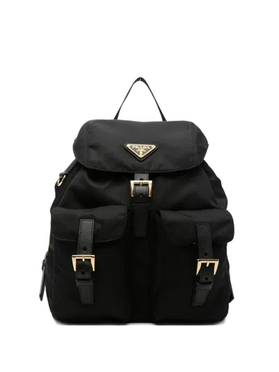 Pre-owned Prada Re-edition Saffiano Leather Backpack In Black